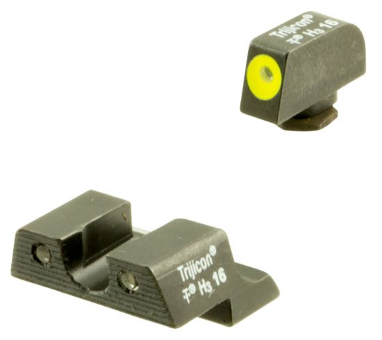 Picture of Trijicon 600784 Hd Night Sights- Glock Small Frames Black | Green Tritium Yellow Outline Front Sight Green Tritium Black Outline Rear Sight 