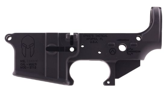 Picture of Spikes Stls021 Spartan Stripped Lower Receiver Multi-Caliber 7075-T6 Aluminum Black Anodized For Ar-15 