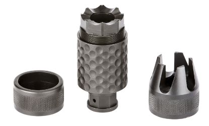 Picture of Spikes Tactical Sakb0100 Barking Spider2 Muzzle Brake Black Nitride 4140 Chromoly Steel With 1/2"-28 Tpi Threads, 3.75" Oal & 1.40" Diameter For 5.56X45mm Nato 