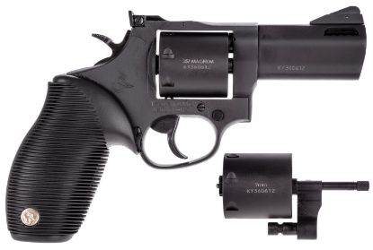 Picture of Taurus 2692031 692 9Mm Luger, 38 Special +P Or 357 Mag Caliber With 3" Ported Barrel, 7Rd Capacity Cylinder, Overall Matte Black Finish Steel & Black Ribber Grip Includes 2 Cylinders 