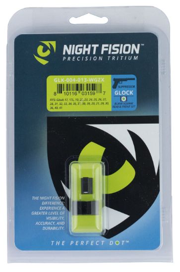 Picture of Night Fision Glk004013wgz Suppressor Height Sights For Glock Black | Green Tritium White Ring Front Sight Green Tritium Black Rear Sight Set 