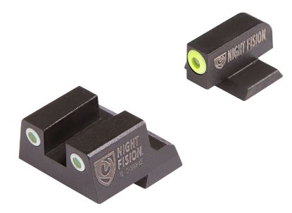 Picture of Night Fision Cnk026003ygw Perfect Dot Tritium Night Sights For Canik Black | Green Tritium Yellow Ring Front Sight Green Tritium White Ring Rear Sight 