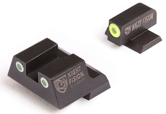 Picture of Night Fision Cnk027003ygw Perfect Dot Tritium Night Sights For Canik Black | Green Tritium Yellow Ring Front Sight Green Tritium White Ring Rear Sight Set 