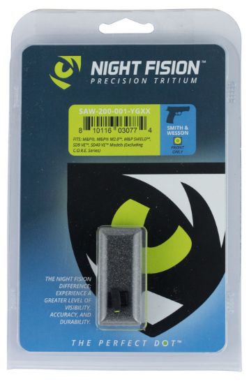 Picture of Night Fision Saw200001ygx Tritium Night Sights For Smith & Wesson Black | Green Tritium Yellow Ring Front Sight 