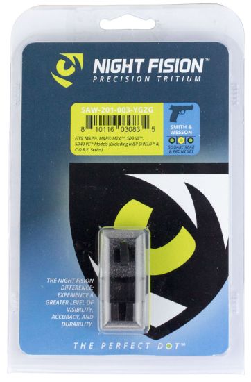 Picture of Night Fision Saw201003ygz Tritium Night Sights For Smith & Wesson Black | Green Tritium Yellow Ring Front Sight Green Tritium Black Ring Rear Sight 