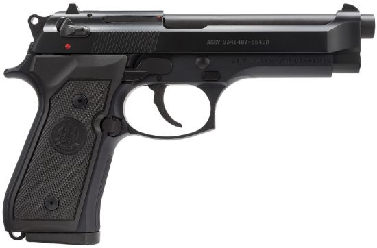 Picture of Beretta Usa J92m9a0ca M9 *Ca Compliant Full Size Frame 9Mm Luger 10+1, 4.90" Steel Barrel, Black Bruniton Serrated Steel Slide & Aluminum Frame W/Beavertail, Ambidextrous 