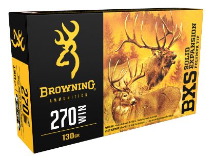 Picture of Browning Ammo B192402701 Bxs Copper Expansion 270 Win 130 Gr Lead Free Solid Expansion Polymer Tip 20 Per Box/ 10 Case 