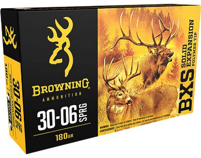 Picture of Browning Ammo B192430061 Bxs Copper Expansion 30-06 Springfield 180 Gr Lead Free Solid Expansion Polymer Tip 20 Per Box/ 10 Case 