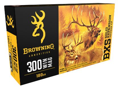 Picture of Browning Ammo B192403001 Bxs Copper Expansion 300 Win Mag 180 Gr Lead Free Solid Expansion Polymer Tip 20 Per Box/ 10 Case 