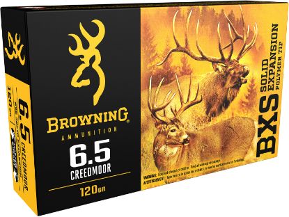 Picture of Browning Ammo B192400651 Bxs Copper Expansion 6.5 Creedmoor 120 Gr Lead Free Solid Expansion Polymer Tip 20 Per Box/ 10 Case 