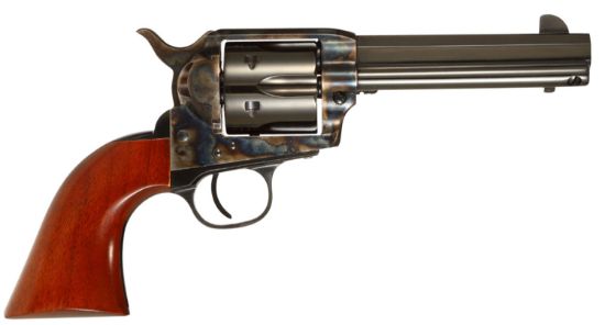 Picture of Taylors & Company 556101 1873 Cattleman Drifter 45 Colt (Lc) Caliber With 4.75" Blued Finish Barrel, 6Rd Capacity Blued Finish Cylinder, Color Case Hardened Finish Steel Frame & Walnut Grip 