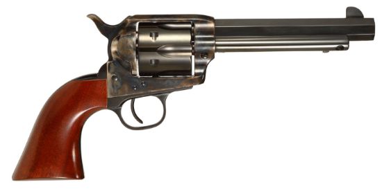 Picture of Taylors & Company 556102 1873 Cattleman Drifter 45 Colt (Lc) Caliber With 5.50" Blued Finish Barrel, 6Rd Capacity Blued Finish Cylinder, Color Case Hardened Finish Steel Frame & Walnut Grip 