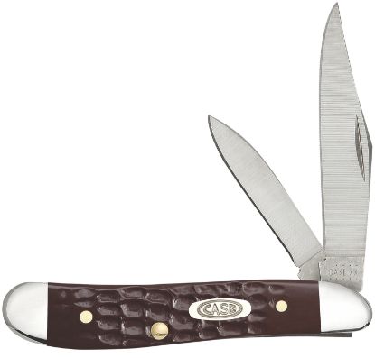 Picture of Case 00046 Peanut 2.10"/1.53" Folding Clip/Pen Plain As-Ground Tru-Sharp Ss Blade/Brown Jigged Synthetic Handle 