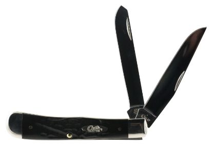 Picture of Case 18221 Trapper 3.25"/3.27" Folding Clip Point/Spey Plain Mirror Polished Tru-Sharp Ss Blade Rough Black Jigged Synthetic Handle 