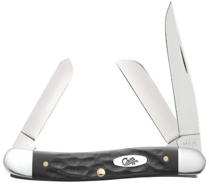 Picture of Case 18222 Stockman Medium Folding, 2.57"/1.88"/1.71" Clip Point/Sheepsfoot/Spey Plain Mirror Polished Tru-Sharp Ss Blade, Rough Black Jigged Synthetic Handle 