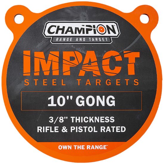 Picture of Champion Targets 44911 Center Mass Gong 10" Rifle Gray Ar500 Steel Gong 0.38" Thick Hanging 