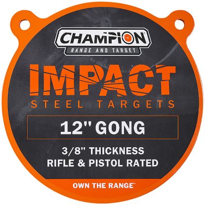 Picture of Champion Targets 44912 Center Mass Gong 12" Rifle Gray Ar500 Steel Gong 3/8" Thick Hanging 