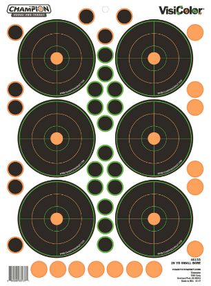 Picture of Champion Targets 46133 Visicolor Self-Adhesive Paper Small Bore Rifle Multi Color 25 Yds Bullseye Includes Pasters 5 Pack 