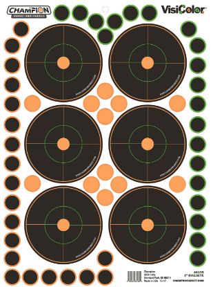 Picture of Champion Targets 46135 Visicolor Self-Adhesive Paper Pistol/Rifle Multi Color 3" Bullseye Includes Pasters 5 Pack 