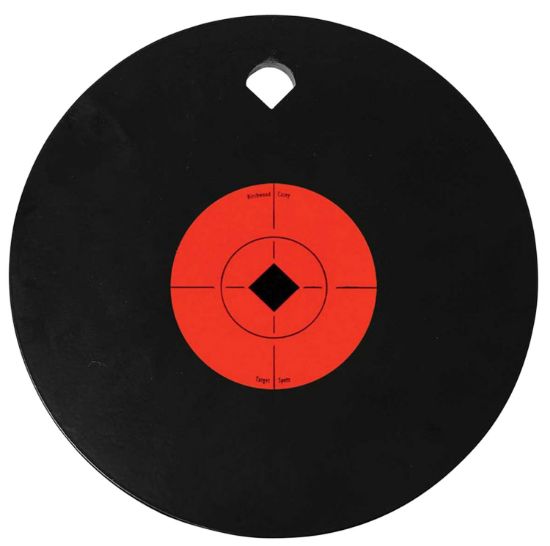 Picture of Birchwood Casey 47614 World Of Targets Single Hole 10" Pistol/Rifle Black/Orange Ar500 Steel Circle W/Crosshair & Diamond 0.38" Thick Hanging 