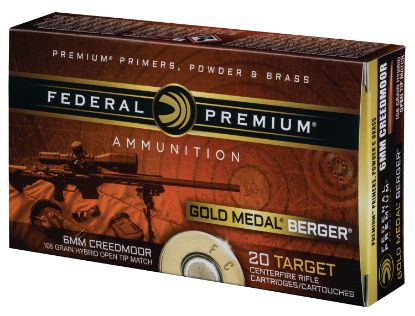 Picture of Federal Gm65crdbh1 Premium Gold Medal 6Mm Creedmoor 105 Gr Berger Hybrid Open Tip Match 20 Per Box/ 10 Case 