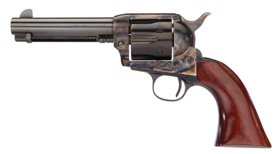 Picture of Taylors & Company 555148 1873 Cattleman Gunfighter 357 Mag Caliber With 4.75" Blued Finish Barrel, 6Rd Capacity Blued Finish Cylinder, Color Case Hardened Finish Steel Frame & Walnut Army Size Grip 