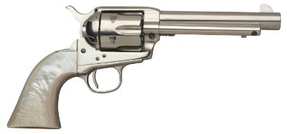 Picture of Taylors & Company 555114 1873 Cattleman 45 Colt (Lc) Caliber With 5.50" Barrel, 6Rd Capacity Cylinder, Overall Nickel-Plated Finish Steel, Ivory Synthetic Grip & Overall Taylor Polish 