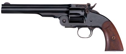 Picture of Taylors & Company 550677 Second Model Schofield 38 Special Caliber With 7" Barrel, 6Rd Capacity Cylinder, Overall Blued Finish Steel & Walnut Grip 