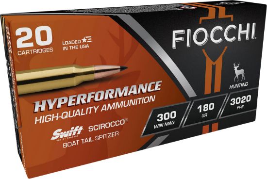 Picture of Fiocchi 300Wmsca Hyperformance 300 Win Mag 180 Gr Swift Scirocco Ii Boat Tail Spitzer 20 Per Box/ 10 Case 