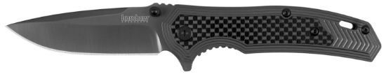 Picture of Kershaw 8310 Fringe 3" Folding Drop Point Plain Gray Tin 8Cr13mov Ss Blade Black/Gray Carbon Fiber/Ss Handle Includes Pocket Clip 