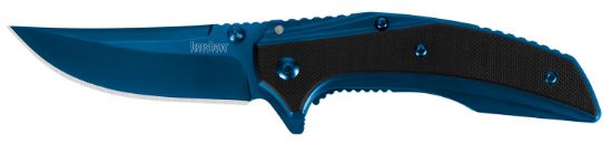 Picture of Kershaw 8320 Outright 3" Folding Trailing Point Plain Blue Pvd 8Cr13mov Ss Blade Black/Blue G10/Ss Handle Includes Pocket Clip 