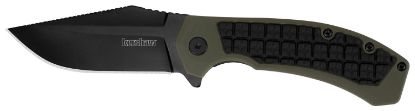 Picture of Kershaw 8760 Faultline 3" Folding Drop Point Plain Black Oxide 8Cr13mov Ss Blade Black/Od Green Glass-Filled Nylon Handle Includes Pocket Clip 