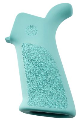 Picture of Hogue 13034 Overmolded Beavertail Cobblestone Aqua Blue Rubber Pistol Grip For Ar-15, M16 