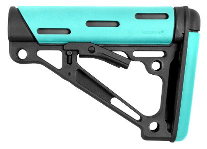 Picture of Hogue 13440 Overmolded Collapsible Buttstock Aqua Overmolded Rubber Black Synthetic Ar-15, M16 With Mil-Spec Tube (Tube Not Included) 