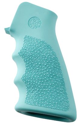 Picture of Hogue 15015 Overmolded Grip Cobblestone Aqua Blue Rubber With Finger Grooves For Ar-15, M16 