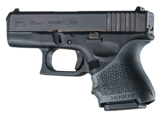 Picture of Hogue 18600 Handall Beavertail Grip Sleeve Compatible W/ Glock 26/27 Black Textured Rubber 