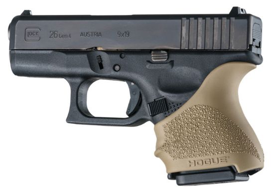 Picture of Hogue 18603 Handall Beavertail Grip Sleeve Compatible W/Glock 26/27 Textured Flat Dark Earth Rubber 