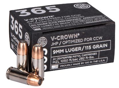 Picture of Sig Sauer E9mma136520 Elite Performance 365 9Mm Luger 115 Gr V Crown Jacketed Hollow Point 20 Per Box/ 10 Case 