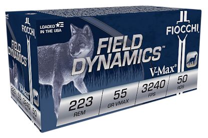 Picture of Fiocchi 223Hvc50 Field Dynamics 223 Rem 55 Gr Hornady V Max 50 Per Box/ 20 Case 