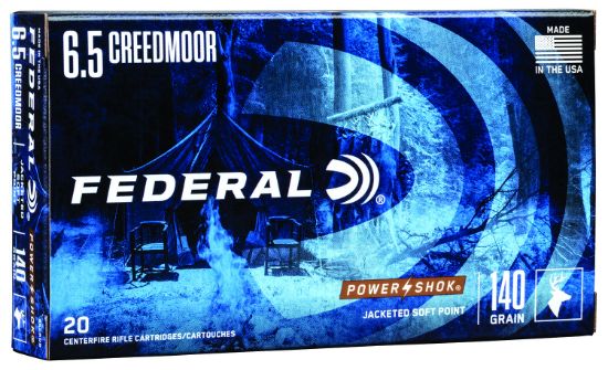 Picture of Federal 65Crdb Power-Shok 6.5 Creedmoor 140 Gr Jacketed Soft Point 20 Per Box/ 10 Case 