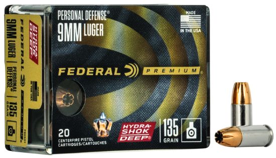 Picture of Federal P9hsd1 Premium Personal Defense 9Mm Luger 135 Gr Hydra Shok Deep Hollow Point 20 Per Box/ 10 Case 