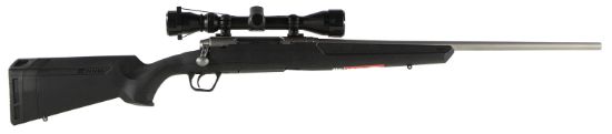 Picture of Savage Arms 57287 Axis Xp Full Size 22-250 Rem 4+1 22" Matte Stainless Button-Rifled Barrel, Matte Stainless Steel Drilled & Tapped Receiver, Matte Black Fixed Synthetic Stock, Weaver Scope 3-9X40mm 