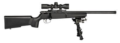 Picture of Savage Arms 13824 Rascal Target Xp 22 Lr Caliber With 1Rd Capacity, 16.12" Barrel, Matte Blued Metal Finish & Matte Black Synthetic Stock Right Hand (Youth) Includes 4X32mm Scope & Bipod 