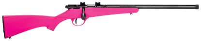 Picture of Savage Arms 13835 Rascal Fv-Sr 22 Lr Caliber With 1Rd Capacity, 16.12" Threaded Barrel, Matte Blued Metal Finish & Pink Synthetic Stock Right Hand (Youth) 