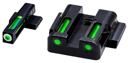 Picture of Hiviz Mpsn321 Litewave H3 Tritium/Litepipe S&W M&P Shield Sight Set Black | Green Tritium With White Outline Front Sight Green Fiber Optic Rear Sight 