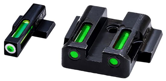 Picture of Hiviz Mpn321 Litewave H3 Tritium/Litepipe S&W M&P Sight Set Black | Green Tritium With White Outline Front Sight Green Fiber Optic Rear Sight 