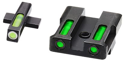 Picture of Hiviz Xdn321 Litewave H3 Tritium/Litepipe Springfield Armory Xd Sight Set Black | Green Tritium With White Outline Front Sight Green Fiber Optic Rear Sight 