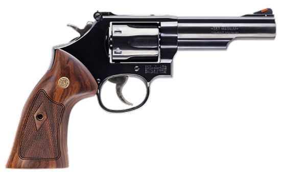 Picture of Smith & Wesson 12040 Model 19 Classic 357 Mag Or 38 S&W Special +P 4.25" Blued Stainless Steel Barrel, Blued Carbon Steel 6Rd Cylinder & K-Frame, Custom Wood Grip 