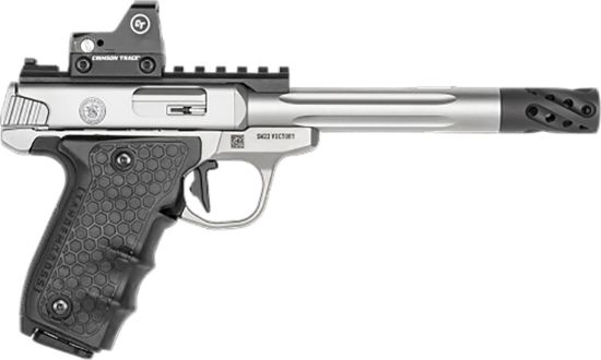 Picture of Smith & Wesson 12079 Performance Center Victory Target 22 Lr 6" Mb 10+1 Stainless Steel Tandemkross Black Hivegrip With Integrated Target Thumb Rest Grip Red Dot 