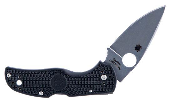 Picture of Spyderco C41pbk5 Native 5 Lightweight 2.95" Folding Spear Point Plain Cpm S35vn Ss Blade Black Bi-Directional Texturing Frn Handle Includes Pocket Clip 